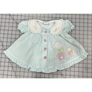 A Little Angel Baby Dress Peter Pan Collar Vintage 3-6 Mon Duck &Flower Patch I9